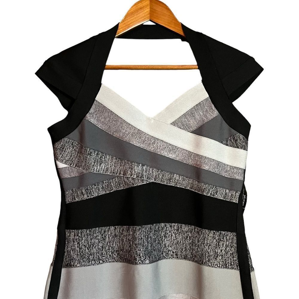 VENUS Black and Gray Striped Dress - Picture 2 of 10